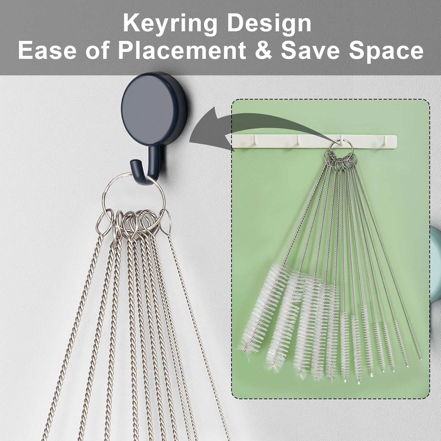 Set of 10 Long Straw Brush Nylon Pipe Tube Cleaner 8-inch 10 Different Diameters Flexible Brush Drinking Straw Cleaning Brush for Sippy Cup, Water Bottle - Image 7