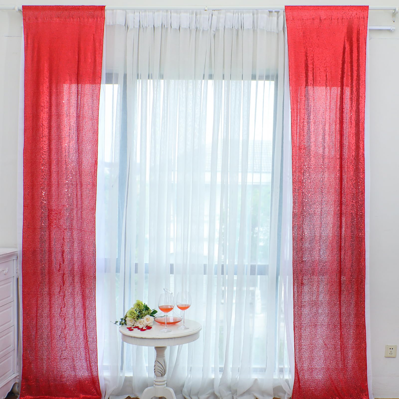 SweetEasy 2packs 2ftx10ft Sequin Glitter Photography Backdrop Curtain Panels Wedding Backdrop for Baby Shower Birthday Home Party Event Festival