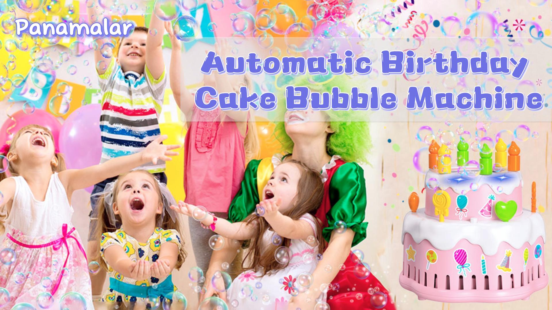 Máquina De Burbujas Con Forma De Tarta | Automática Con Luces Y Música | Incluye 6 Recargas De Líquido | Regalo Para Fiestas
