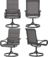 DWVO 4-Pack Padded Swivel Patio Chairs w/ Metal Frame, All-Weather Gray Outdoor Dining Chairs, 360° Swivel & 15° Rocking for Backyard Deck