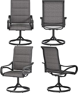 DWVO 4 Set Padded Outdoor Swivel Chairs, Exclusive Swivel Patio Chairs w/Sturdy Metal Frame