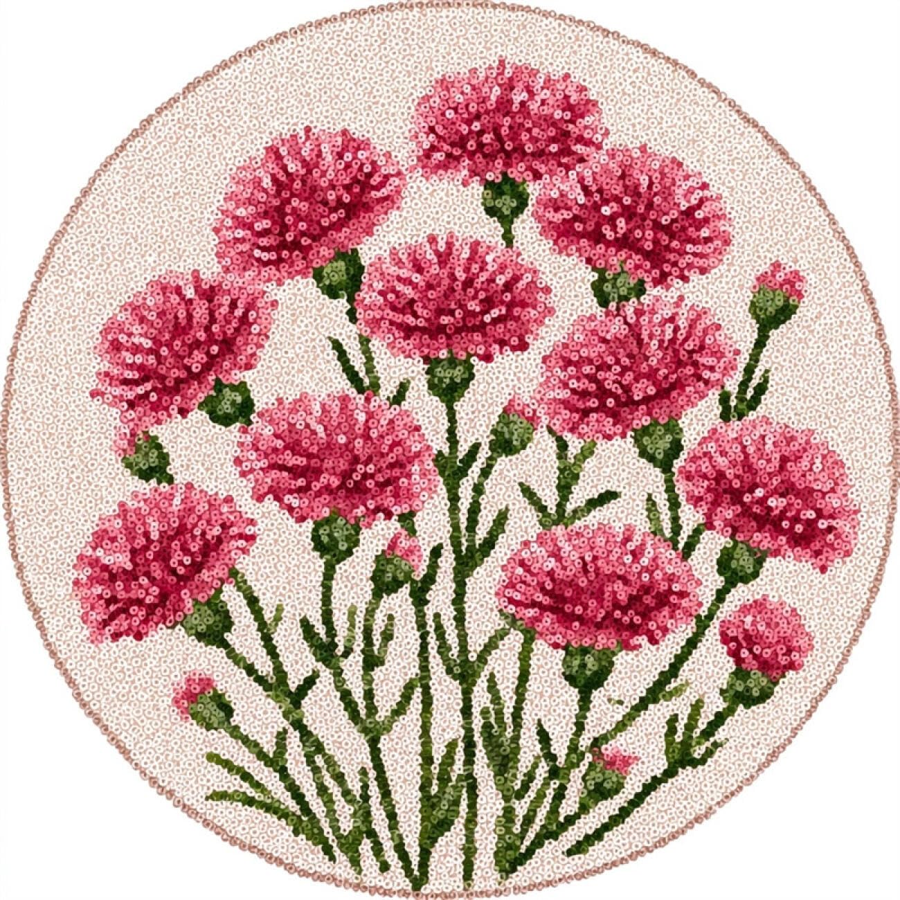 Kitquiver Rug Making Kit for Adults Pink Carnations 80x80cm