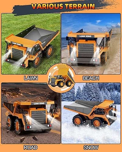 Miniatura 3 de 82.4 F Camión volquete de control remoto, juguete de vehículos de construcción RC a escala 120, 9 canales de 2.4 GHz, camión eléctrico de juguetes