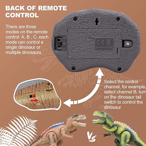 Vista 7 de STEAM Life Juguete de dinosaurio iluminado con control remoto para niños de 3 a 7 años + con sonido rugido realista, robot electrónico T rex