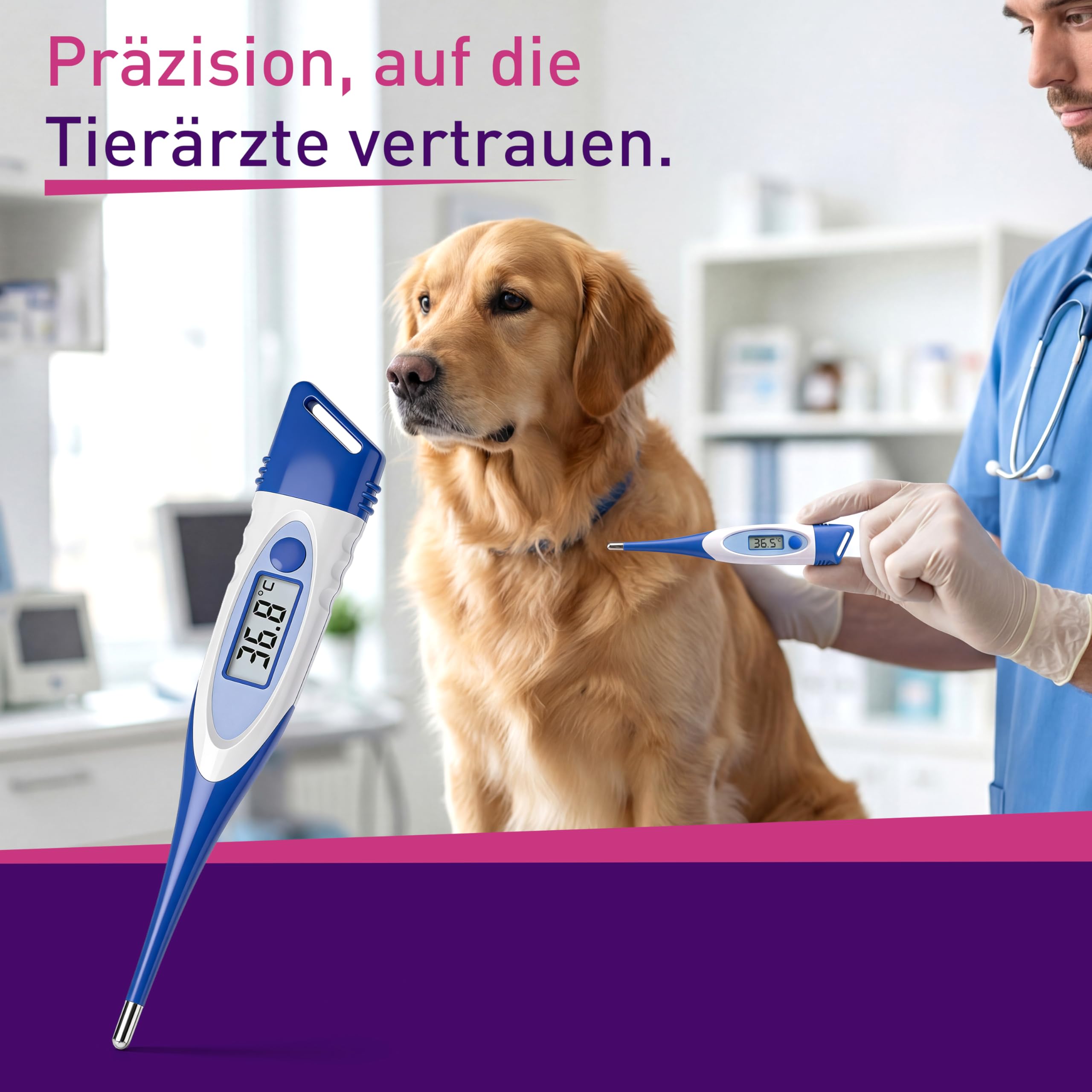scala SC 1091 termómetro veterinario flex para grandes animales con punta de medición flexible