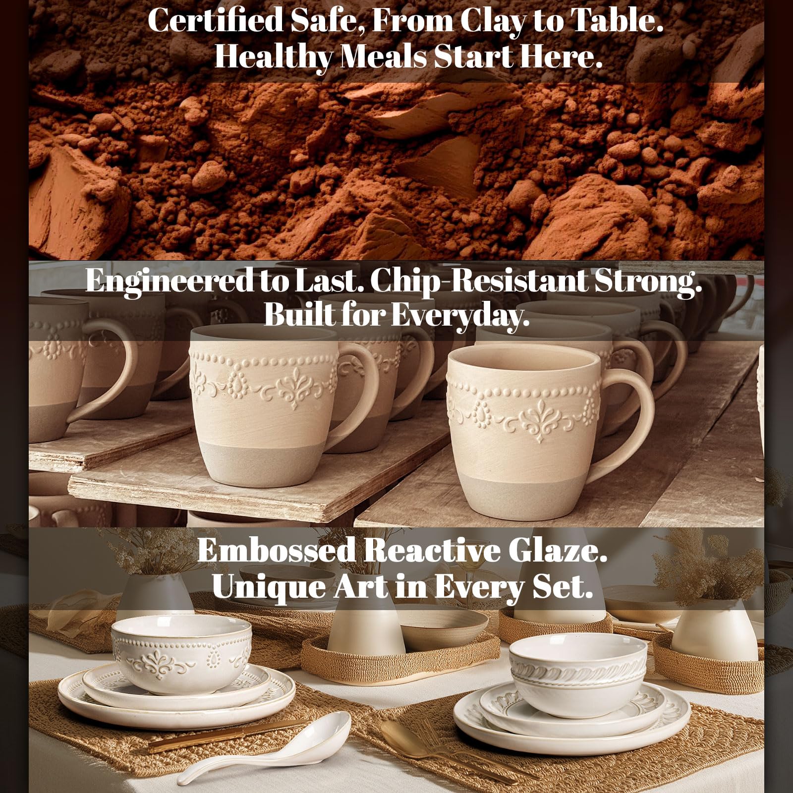 Artena 16-Piece Dinnerware Set - Ceramic Plates & Bowls -4