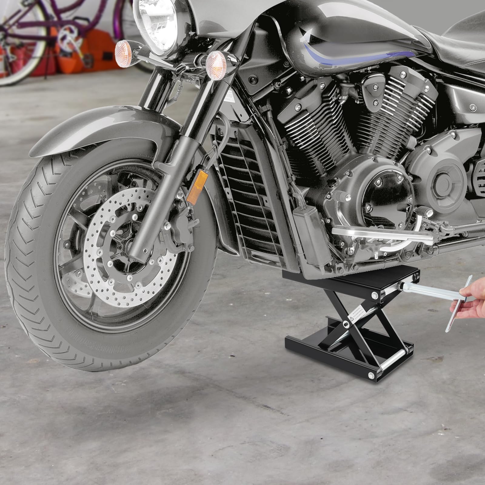 Cric de moto réglable en hauteur 93-350 mm Cric de levage de moto Béquille centrale pour l'entretien de la moto, noir