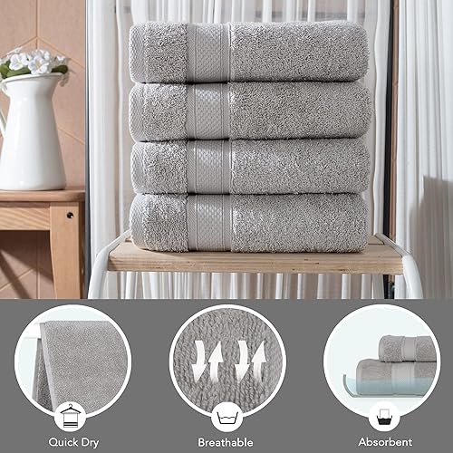 Miniatura 7 de Nova Luxury Linen - Juego de toallas turcas de calidad de hotel para baño (juego de 4 toallas de manos, color gris (Mirage Grey))
