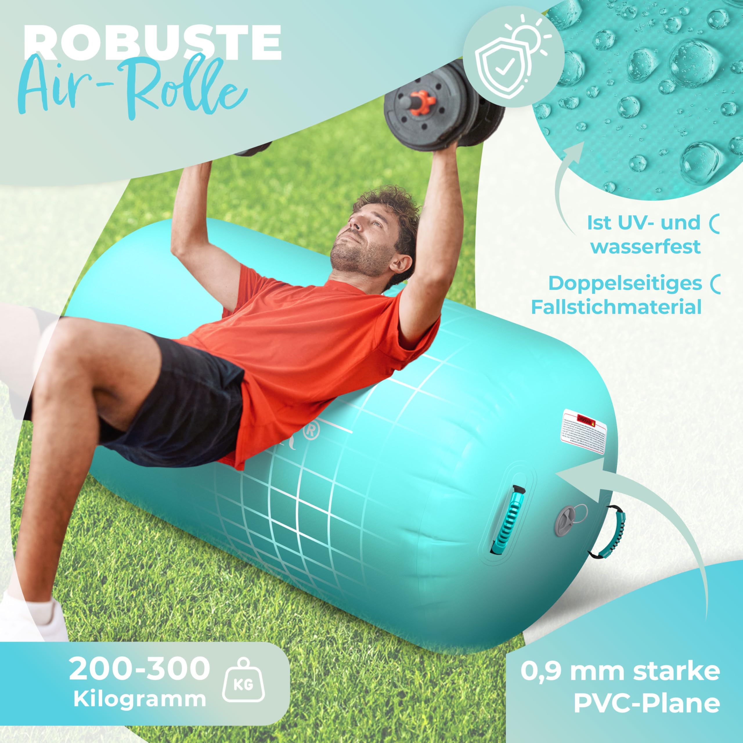 KESSER® Aufblasbare Airtrack | inkl. Tragetasche & elektr. Luftpumpe | Barrel Tumbling, Yoga, Fitnessmatte, Trainingshilfe, Turnmatte, Balance Trainer, Sportmatte, Gymnastikmatte, Workout