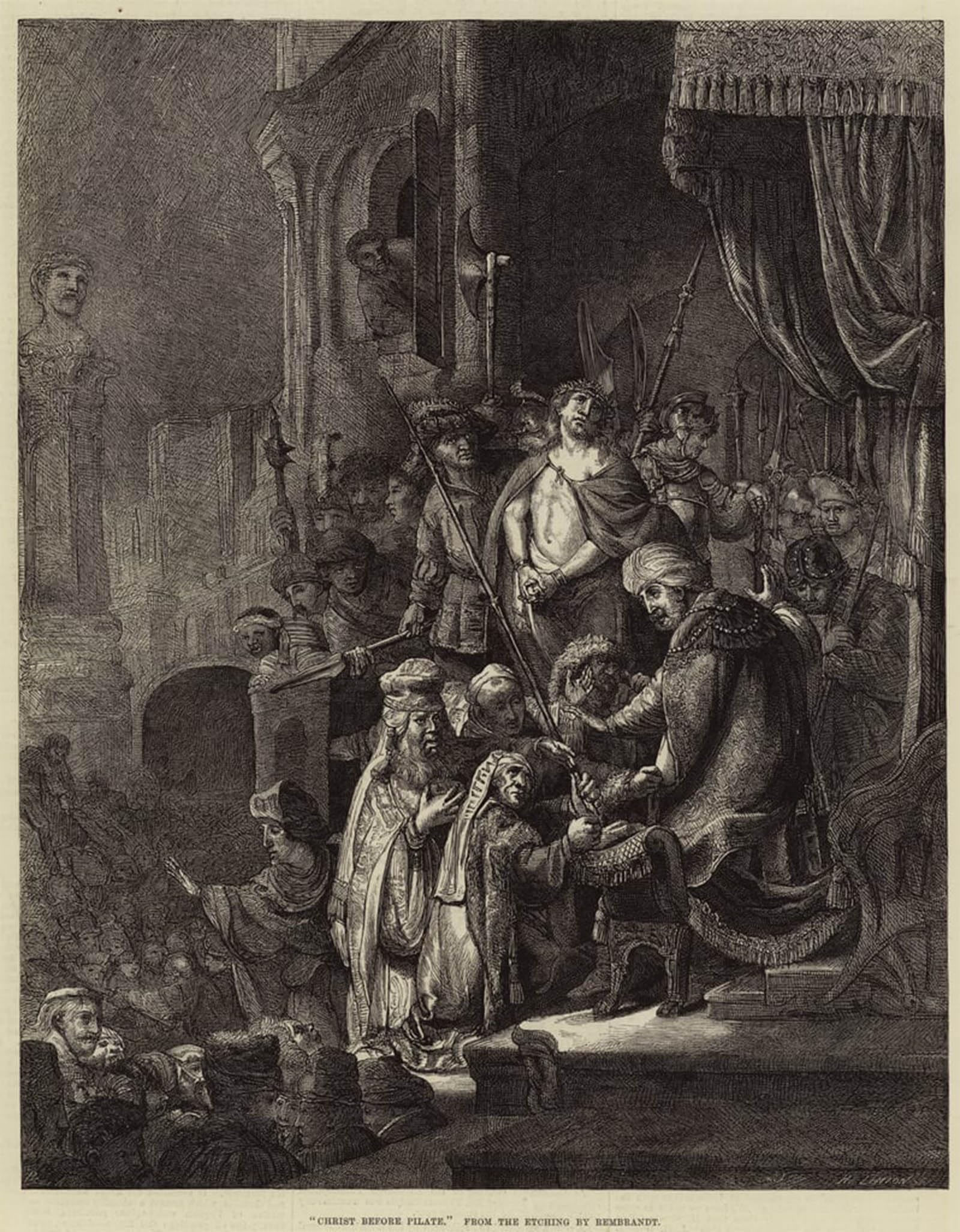 Lienzo Cristo davanti a Pilato de Rembrandt cuadro impreso de 60x90cm para pared 5