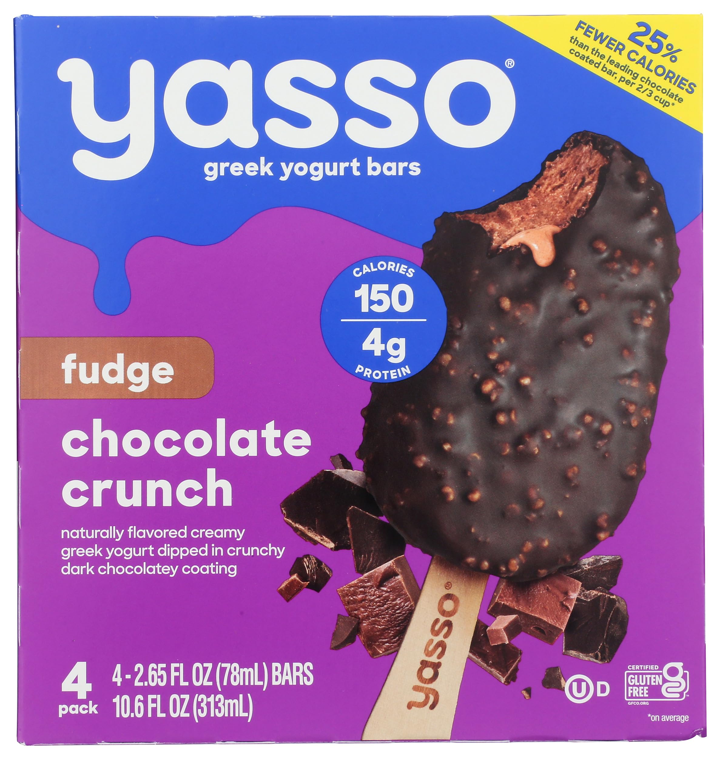 Amazon.com: Yasso Fudge Chocolate Crunch Greek Yogurt Bars, 10.6