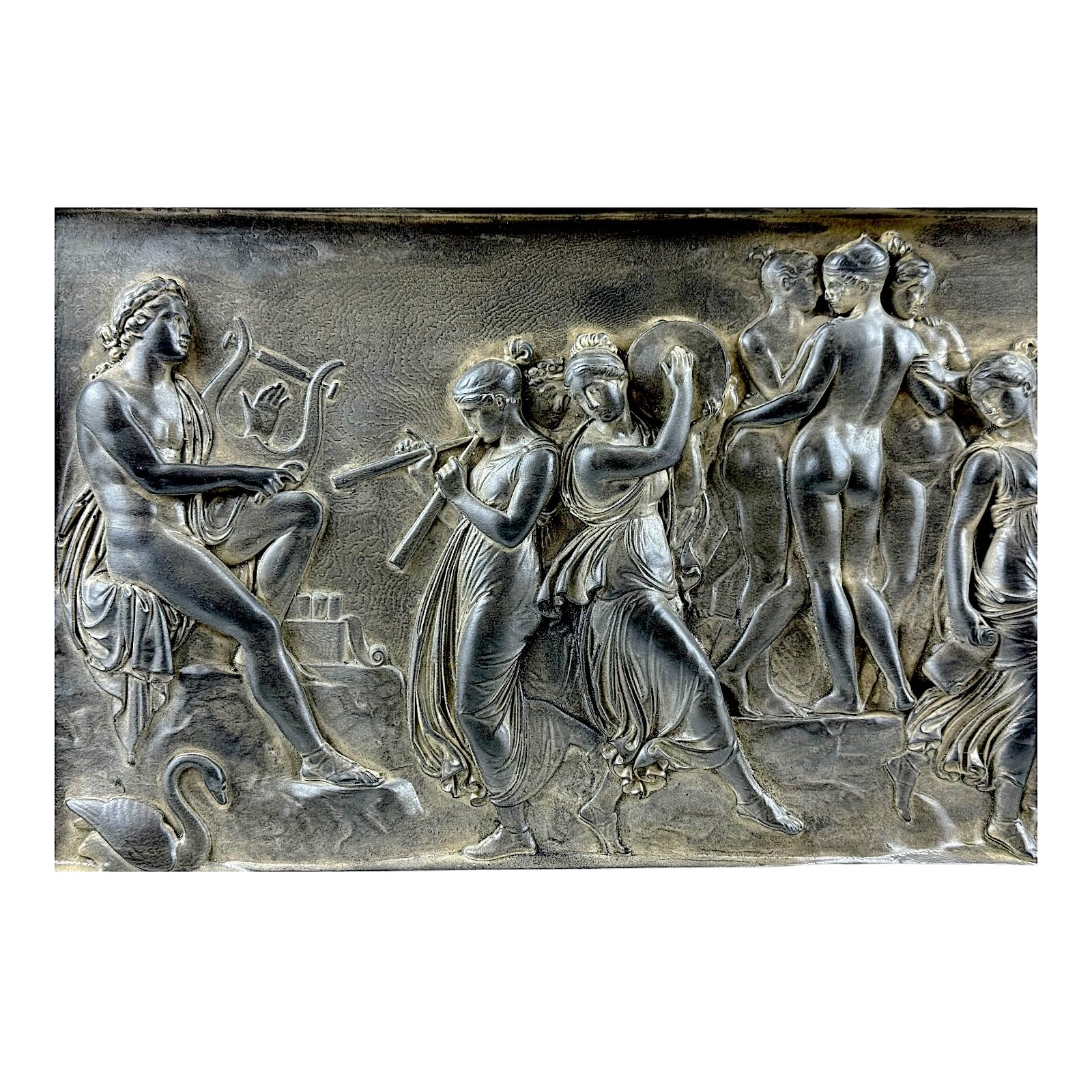 The Dance of the Muses Nine Muses & Three Graces Relief Plaque Moldano Hard Plaster