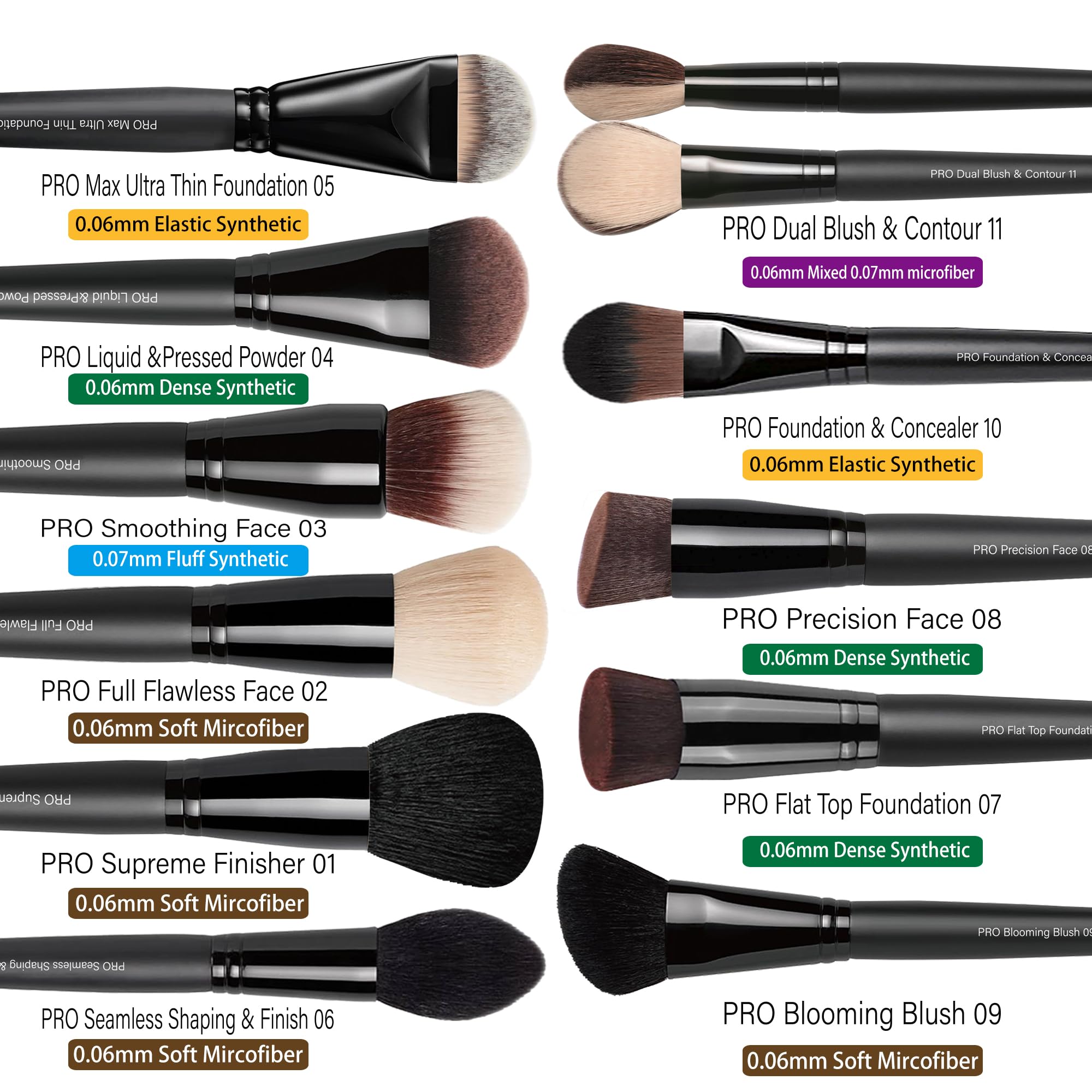 Bueart Design 32-teiliges professionelles Make-up-Pinsel-Set, hochwertiges weiches Haar | Dichtes Make-up-Pinsel-Set für Foundation, Puder, Creme, Rouge, Konturen, Concealer, Bronzer, Lidschatten, Verblenden