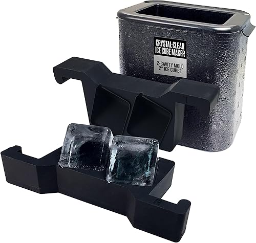 Better Kitchen Products Máquina de cubitos de hielo cuadrados cristalinos, molde de 2 cavidades, bandejas grandes para cubitos de hielo, cuadrados