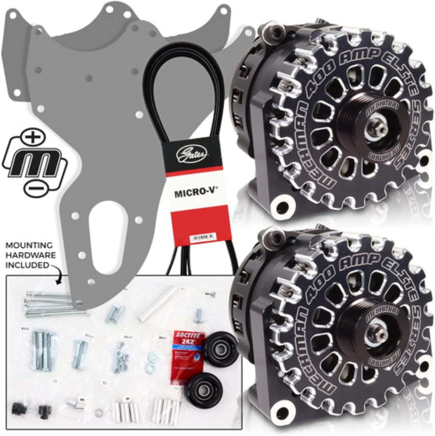 Mechman D205 Dual Bracket Black Alternat 05-13 GM Trucks W/4.8, 5.3, & 6.0, 6.2L