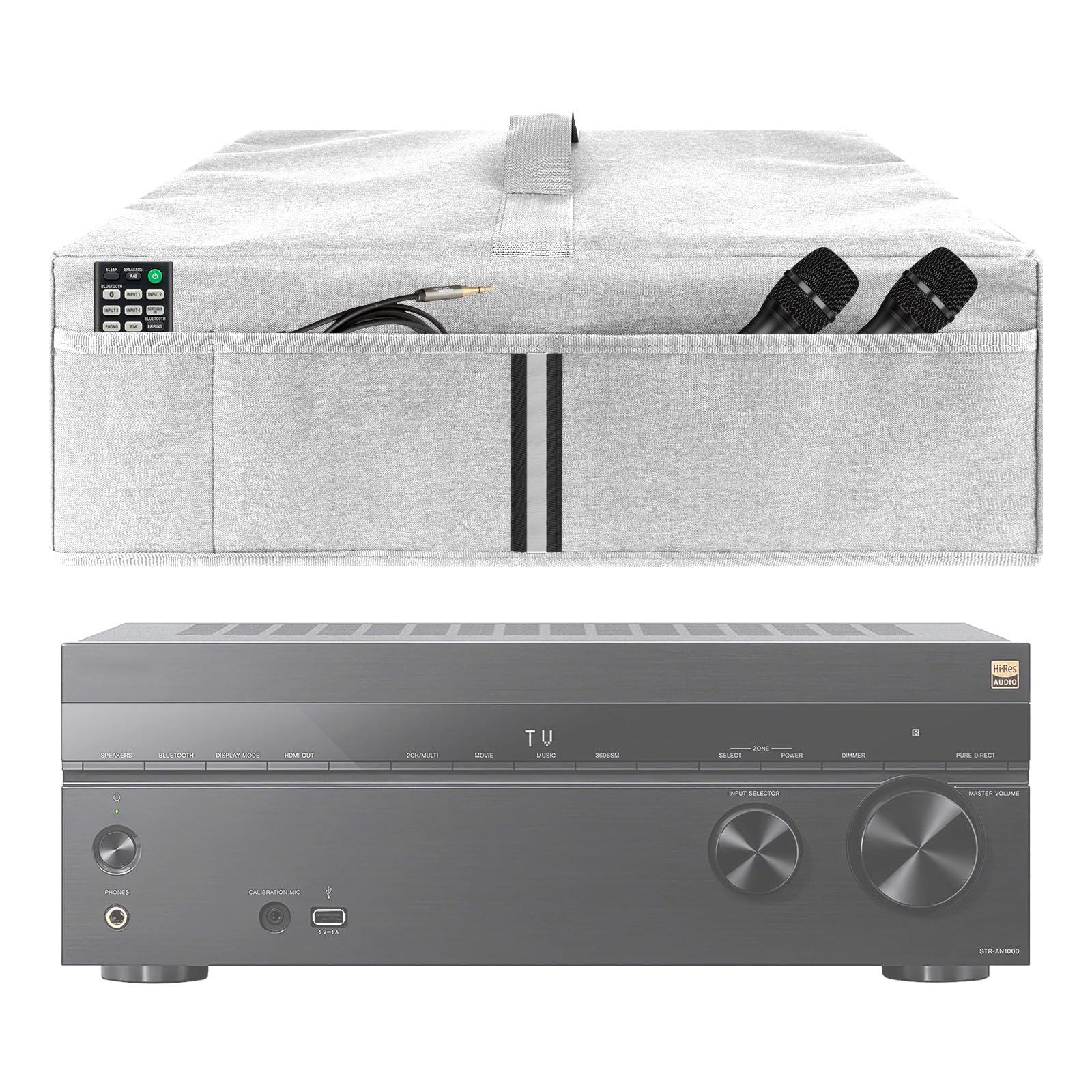 Kingshion Stereo Receiver Dust Cover, Compatible with Sony STR-AN1000, Denon AVR-S970H, Onkyo TX-SR393, Light Gray Polyester, Dust, Spill, Scratch Resistant-Light Gray