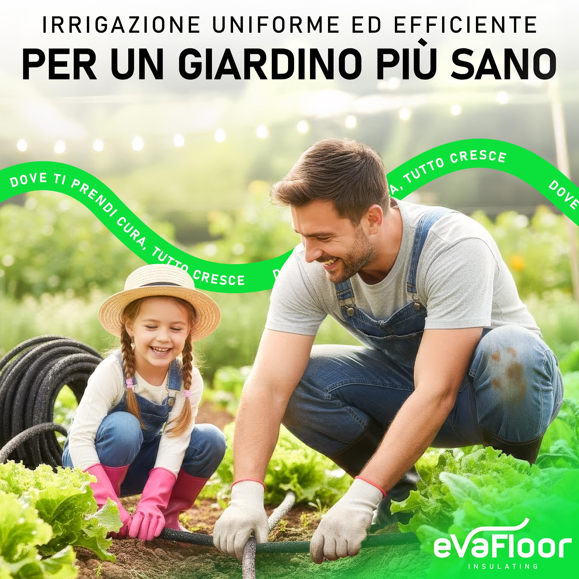 Tubo Poroso per Irrigazione 50 m | Irrigazione a Goccia Uniforme con Risparmio d’Acqua | Ideale per Giardino, Orto e Siepi | Kit di Connettori Incluso (5000, Centimetri)