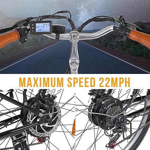 Miniatura 5 de Electric Bikes for Adults, 1000W Peak Electric City Cruiser 25Mph Step-Thru Electric Bicycle, 48V 696Wh36V 450Wh Removable Battery, 26" Ebikes for