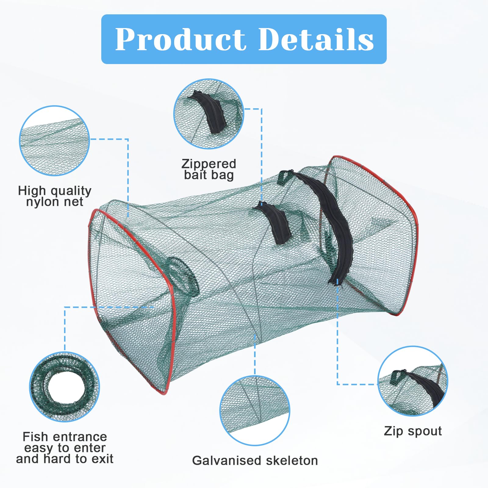 Lot De 3 Reuses De PêChe à L'Anguille pour PêChe - PièGe à Poissons Pliable - Ruse à Crabe