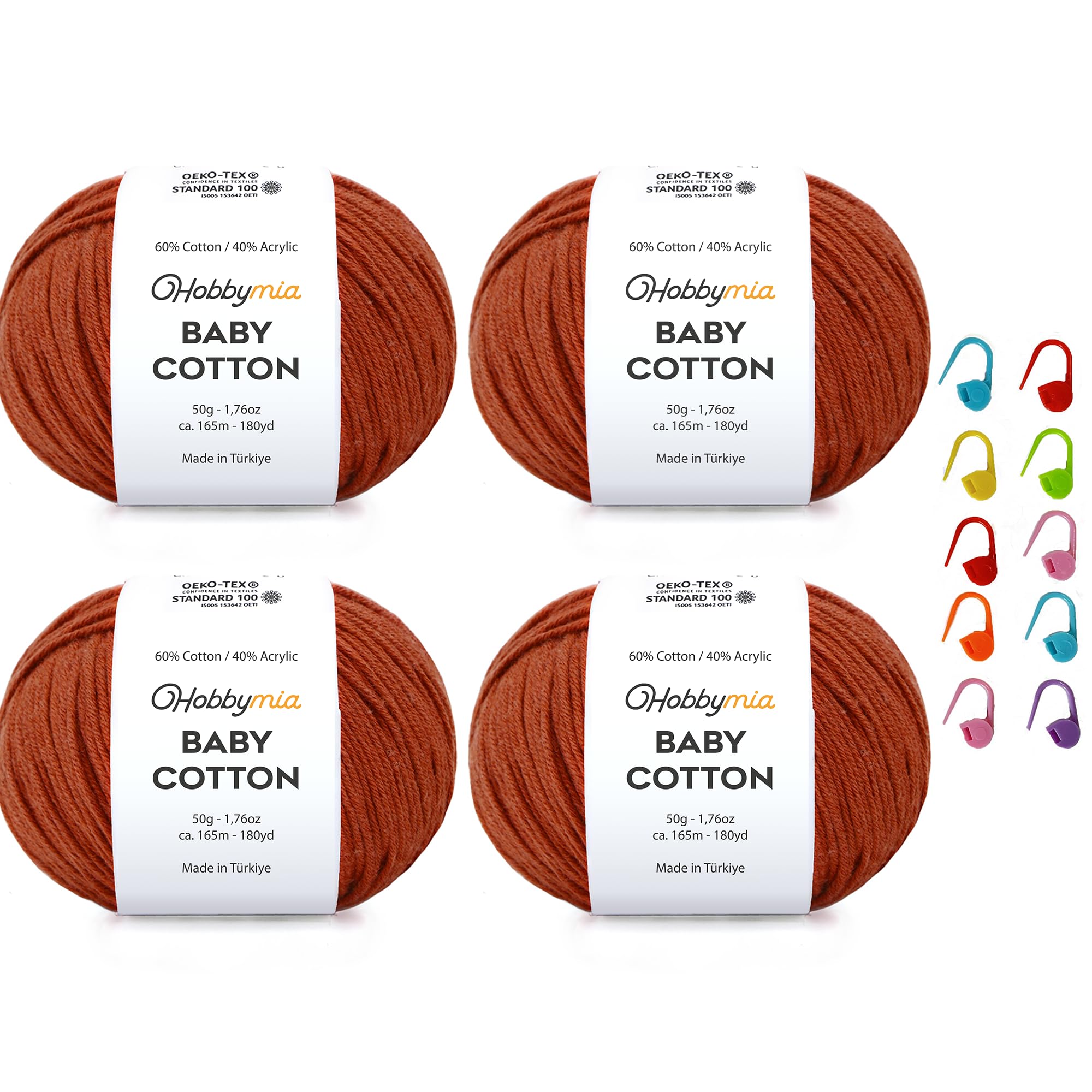 Baby Cotton Blend Yarn – Soft Sport Weight Yarn for Crochet & Amigurumi - 50g/180yds - 60% Cotton 40% Acrylic - Ideal for Baby & Knitting Proj.(Neon Green, 1 Ball) — view 15