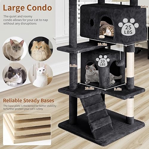 Miniatura 5 de PayLessHere Árbol para gatos de 54 pulgadas con poste rascador para gatos, soporte de condominio de varios niveles para gatos, centro de actividades