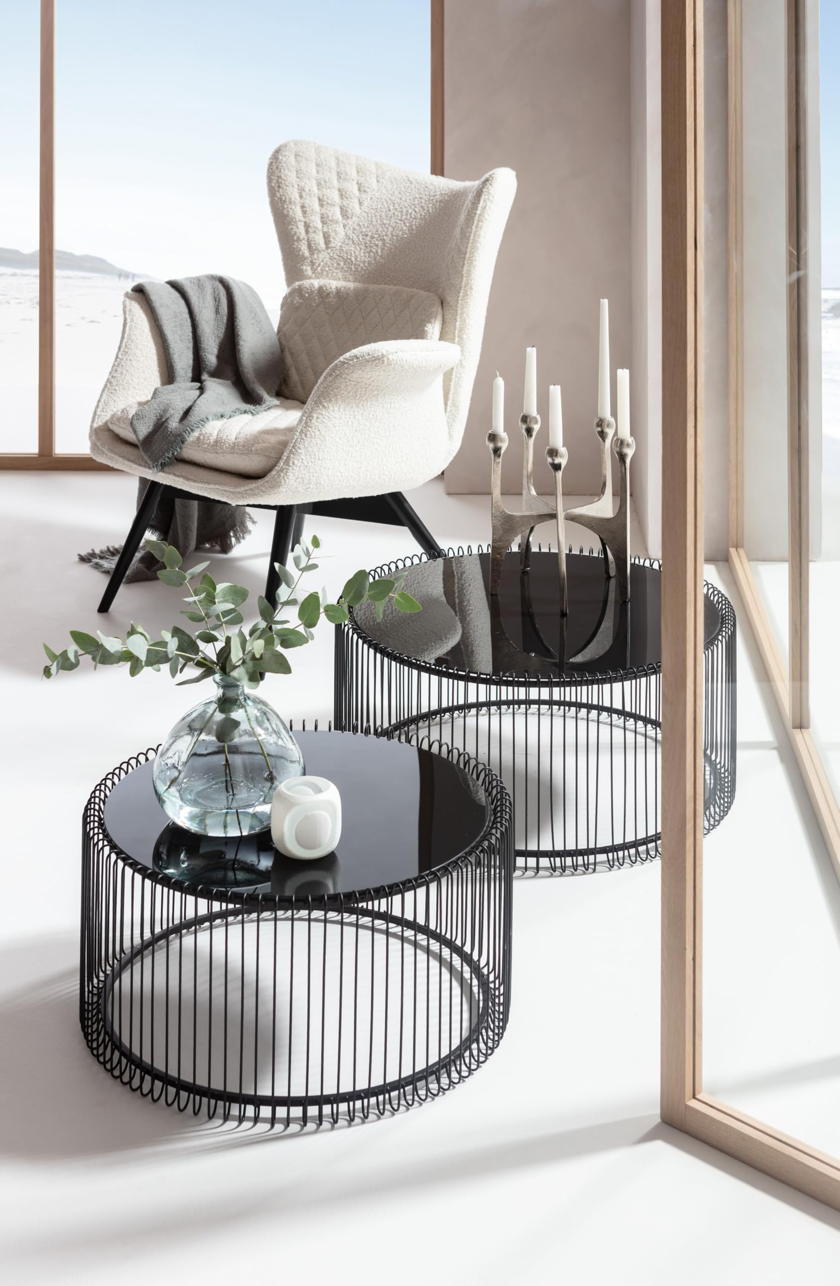 Kare Design Wire Coffee Table Set of 2, Black, 70 cm Kare Design Wire Coffee Table Set of 2, Black, 70 cm