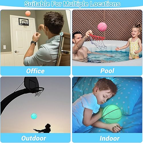 Miniatura 7 de Glow in The Dark Mini Basketball with Pump(6",4 Pack), Glowing Mini Basketball for Indoor Outdoor Hoop, Small Basketball Balls for Kids, Toddlers,