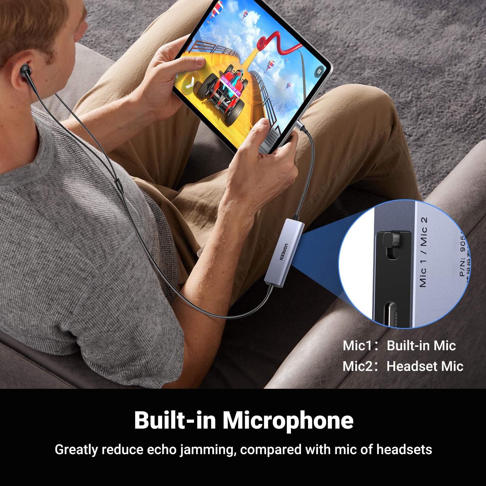 UGREEN 2 In 1 Adattatore USB C Jack 3.5mm con USB C PD Carica Rapida 60W 32bit 384kHz Audio Hires Avanzato Chip DAC Compatibile con iPhone 15 Plus Pro Max Galaxy S24 iPad Pro Air 2022 MacBook Pro