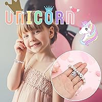 Vista 3 de Hidepoo Pulsera de unicornio - Pulsera de perlas rosas y bolas de diamantes de imitación con inicial de corazón, pulseras de unicornio, joyería