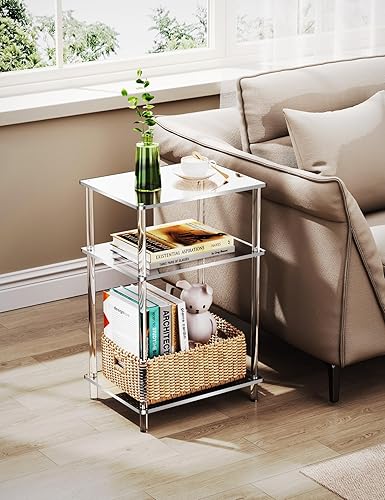 Miniatura 4 de Acrylic Side Table Clear 3-Tier End Table for Living Room, Office, Hallway, Bedroom Small Bedside Table
