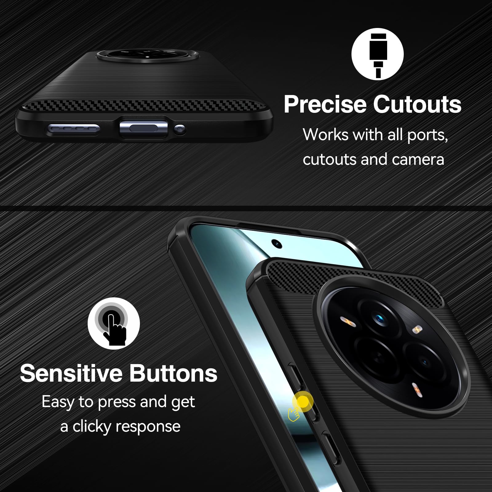 Ivoler Handyhülle Für Realme 14 Pro+ 5G – Militärschutz, Stoßfest, Kratzfest, Schlankes Design Mit Carbon-Optik