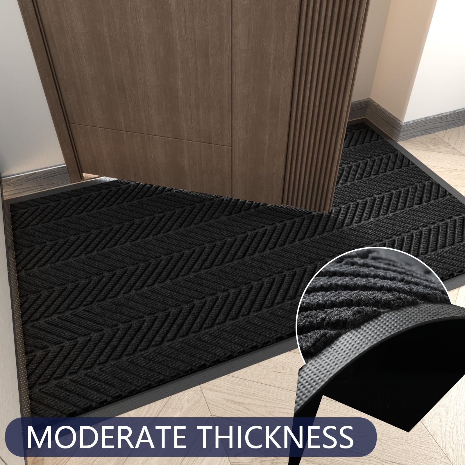 FSL Dormts Commercial Floor Mat Heavy Duty Trap Dirt and Moisture Entryway Doormat, Non-Slip Rubber Backing Rug, Door Mat for High Traffic Area, 3' x 4', Black