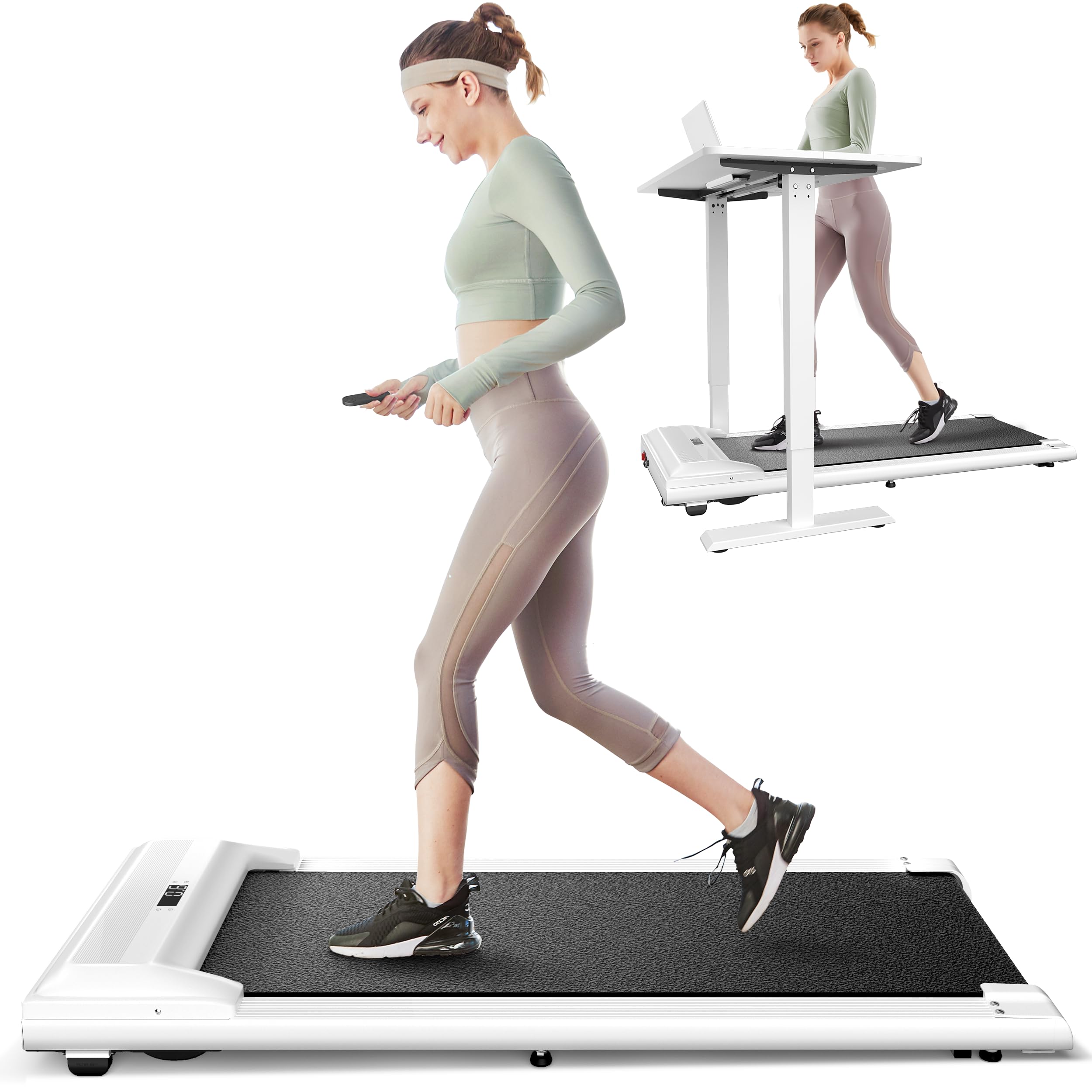 UMAY Walking Pad, 2.25 Under Desk Treadmills for Home/Office, 250 Lb Capacity Portable Walking Treadmill with Remote Control, SPAX APP and LED Display, Installation-Free