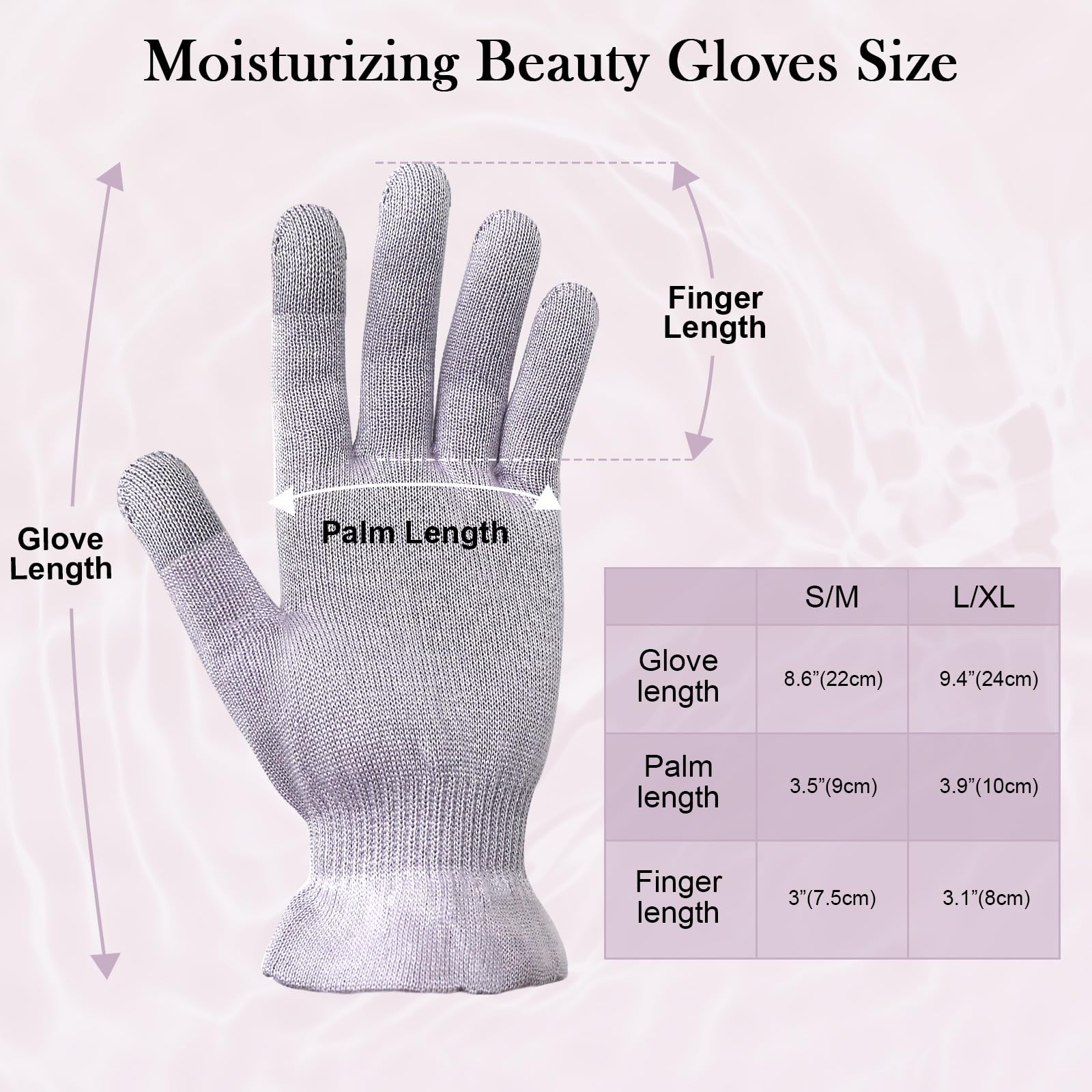 MIG4U Guanti di bellezza idratanti touchscreen guanti da notte per donne mani secche, lozione notturna, eczema, SPA, trattamento cosmetico, grigio viola, 6 paia taglia L/XL