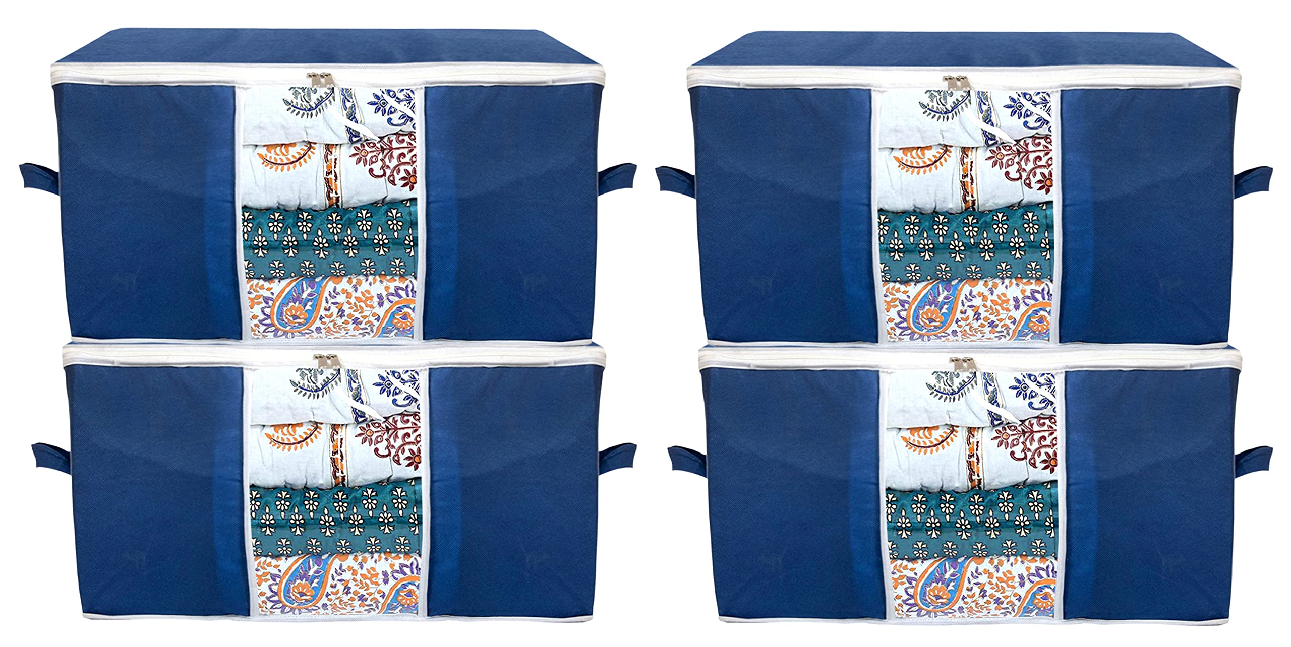 Kuber Industries Underbed Clothes Blankets Storage Bag with Tranasparent Window- Pack of 4 (Navy Blue)-HS_38_LUGGAGE21712-picture-24