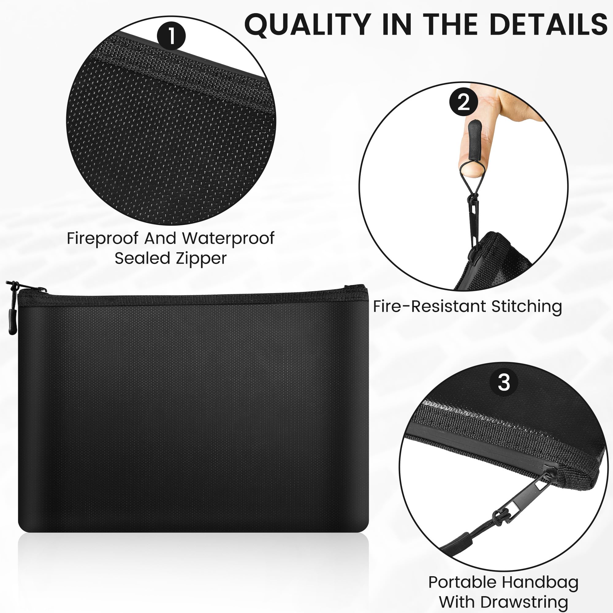 Feuerfeste Dokumententasche 2er-Set, sichere wasserdichte Brieftasche Dokumententasche Tasche Container Geldkassette Aufbewahrung für Dokumente, Pass, Geld, Bankunterlagen, 29,5 x 20,5 cm, 28 x 18 cm Baumarkt