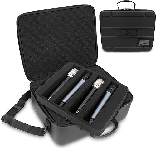 CASEMATIX Funda de micrófono portátil compatible con Sennheiser Shure y más sistemas de micrófono inalámbricos, espuma personalizable de doble capa