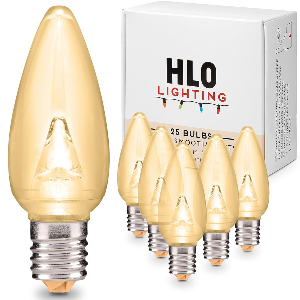 Holiday Lighting Outlet Smooth C9 Christmas Lights | Sun Warm White LED Bulbs