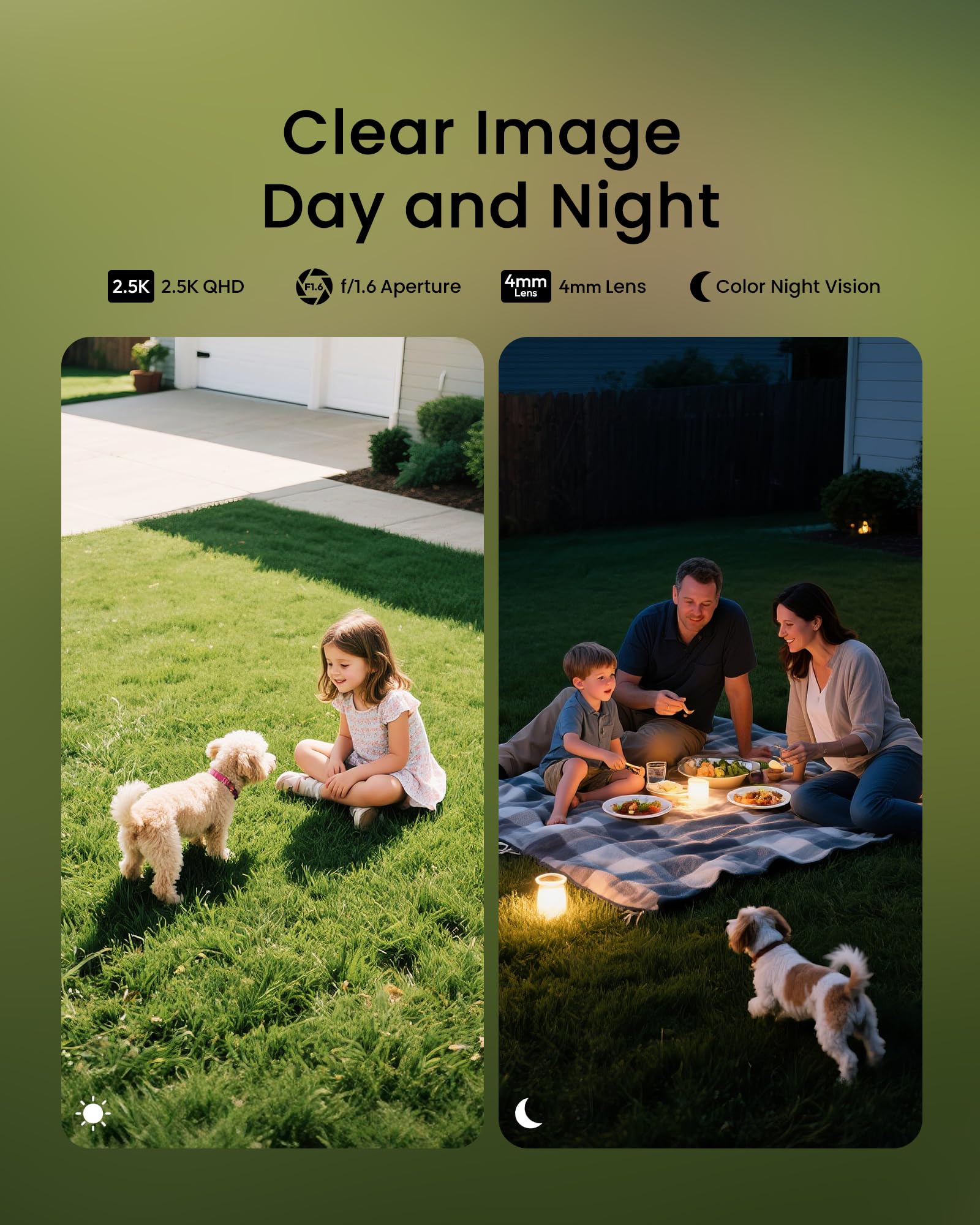 youkey Telecamera di sicurezza solare Wireless Outdoor, Registrazione AOV 24/7, Rilevamento persona/veicolo AI, 25 m di notte a colori, senza abbonamento, Pan/Tilt a 360°, monitoraggio umano, batteria