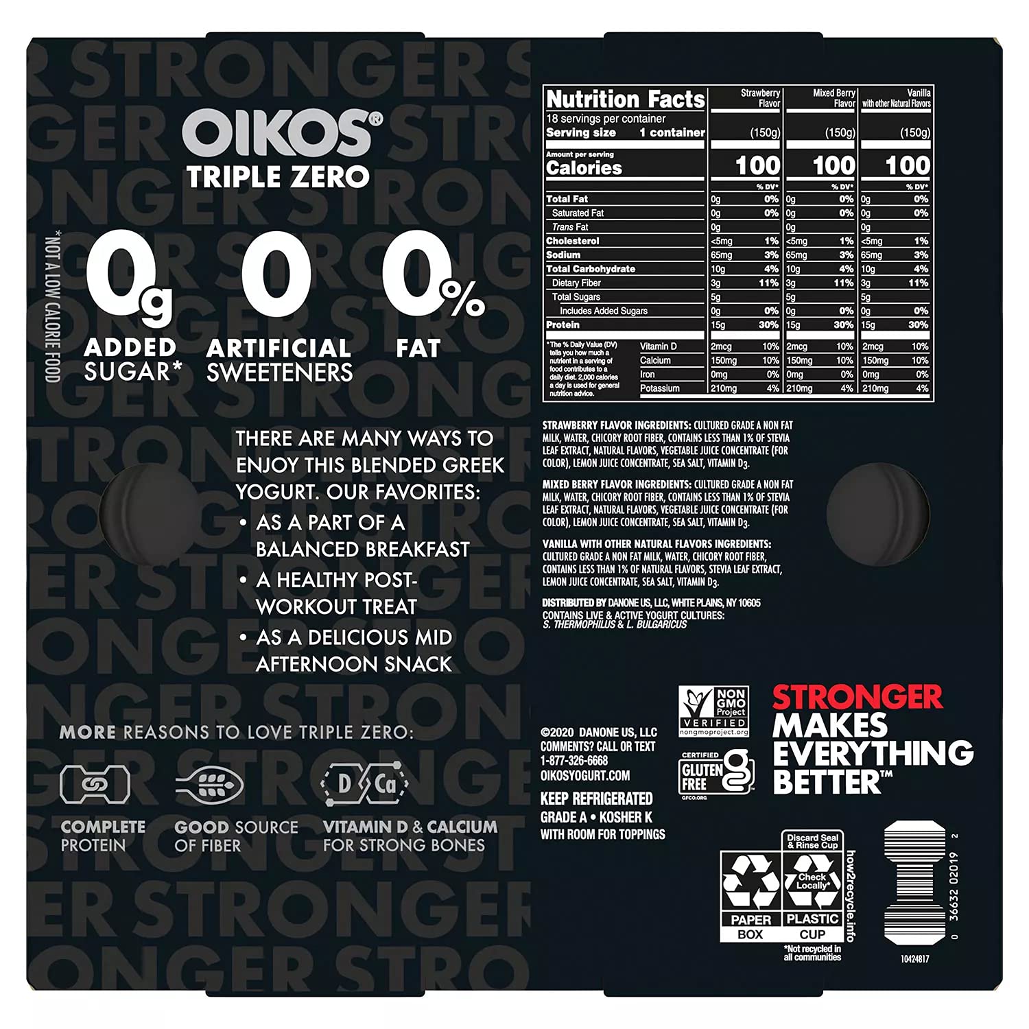 Gourmet Kitchn Dannon Oikos Triple Zero Blended Greek, Smooth, Creamy