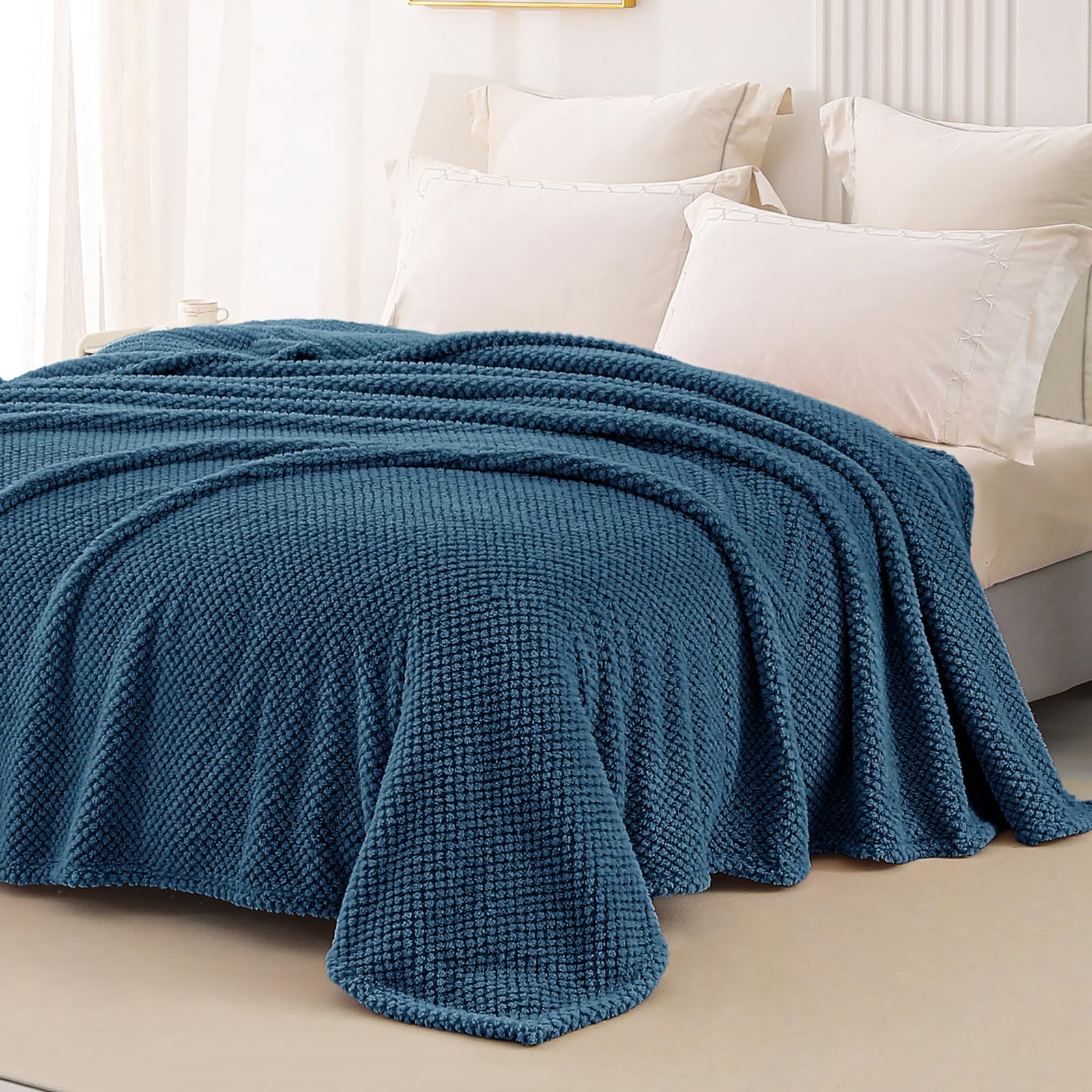 Whale Flotilla Double Size Fuzzy Fleece Blanket for Bed 150x200 CM Fluffy Warm Soft Jacquard Bed Blankets for All Season Lightweight and Cozy - Image 2