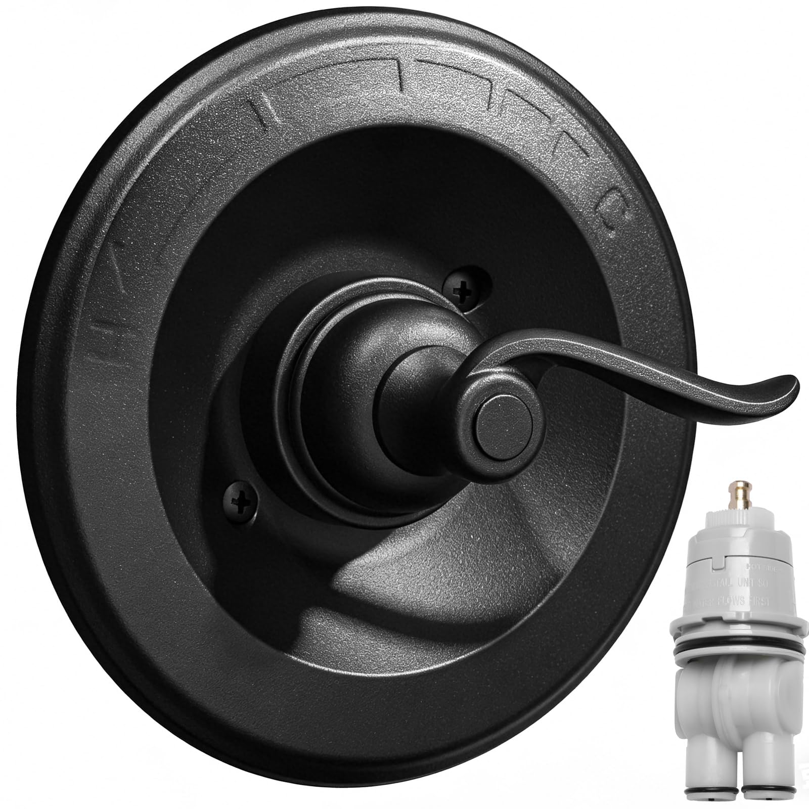 Shower Trim Kit for Delta 13/14 Series, Matte Black Metal Handle &amp; Cover Plate, Fits R10000-UNBX/UNBXHF/UNWS/UNWSHF, Cartridge Included, Easy DIY Install (Valve Body Not Included)