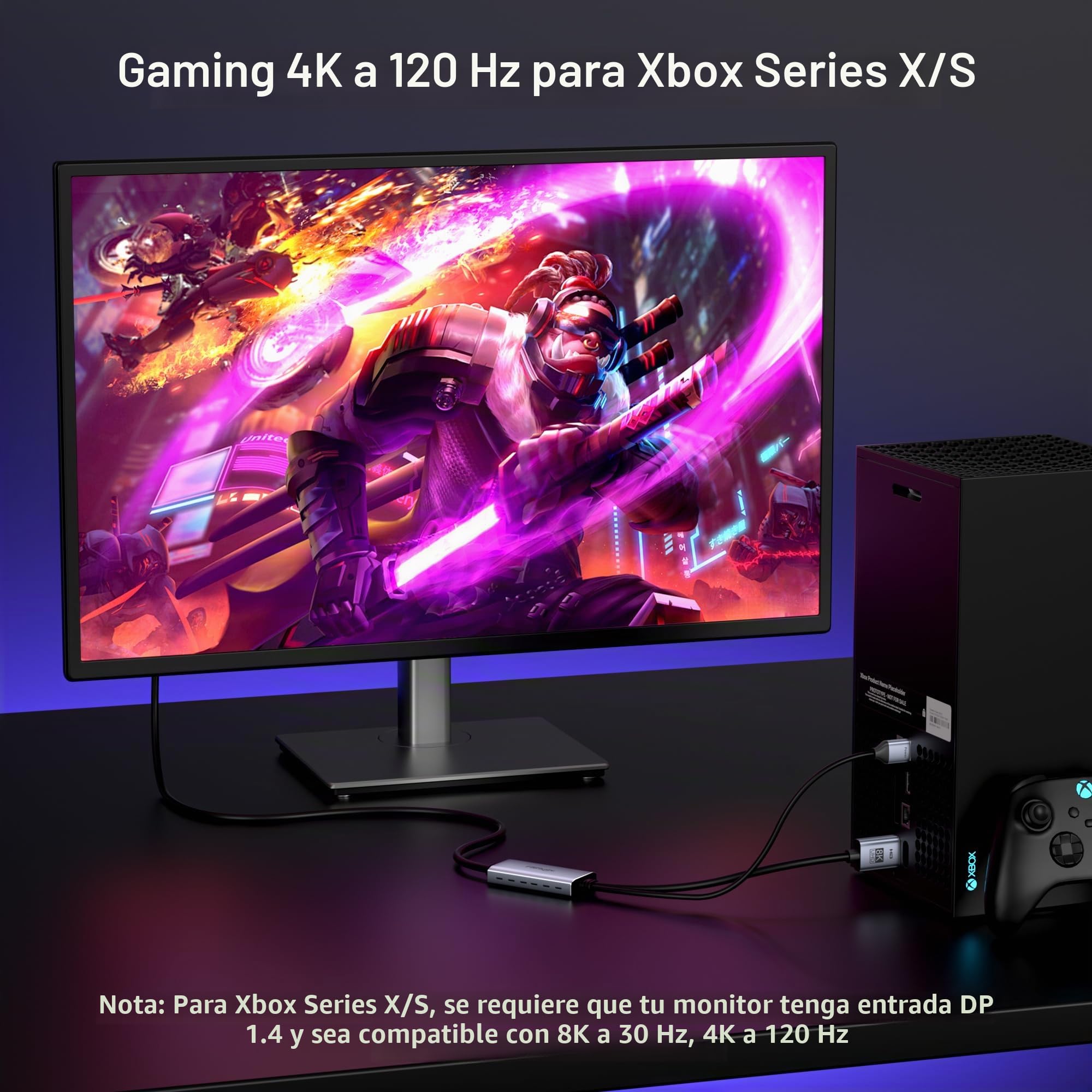 fairikabe Adaptador de cable HDMI 2.1 a DisplayPort 1.4 de 6 pies, fuente HDMI activa unidireccional a cable de monitor DisplayPort 8K, convertidor para ordenador, PC, PS5, Xbox macho a macho
