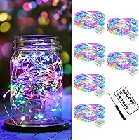 Vista 36 de AIKEI Paquete de 12 luces LED de hadas que funcionan con pilas, guirnaldas de luces impermeables de 7 pies, 20 luces LED de luciérnagas estrelladas