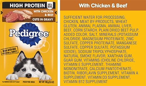 Miniatura 5 de Pedigree - Paquete de comida para perros con alto contenido de proteínas, incluye 12 bolsas, alto contenido de proteínas y cortes en salsa, surtido