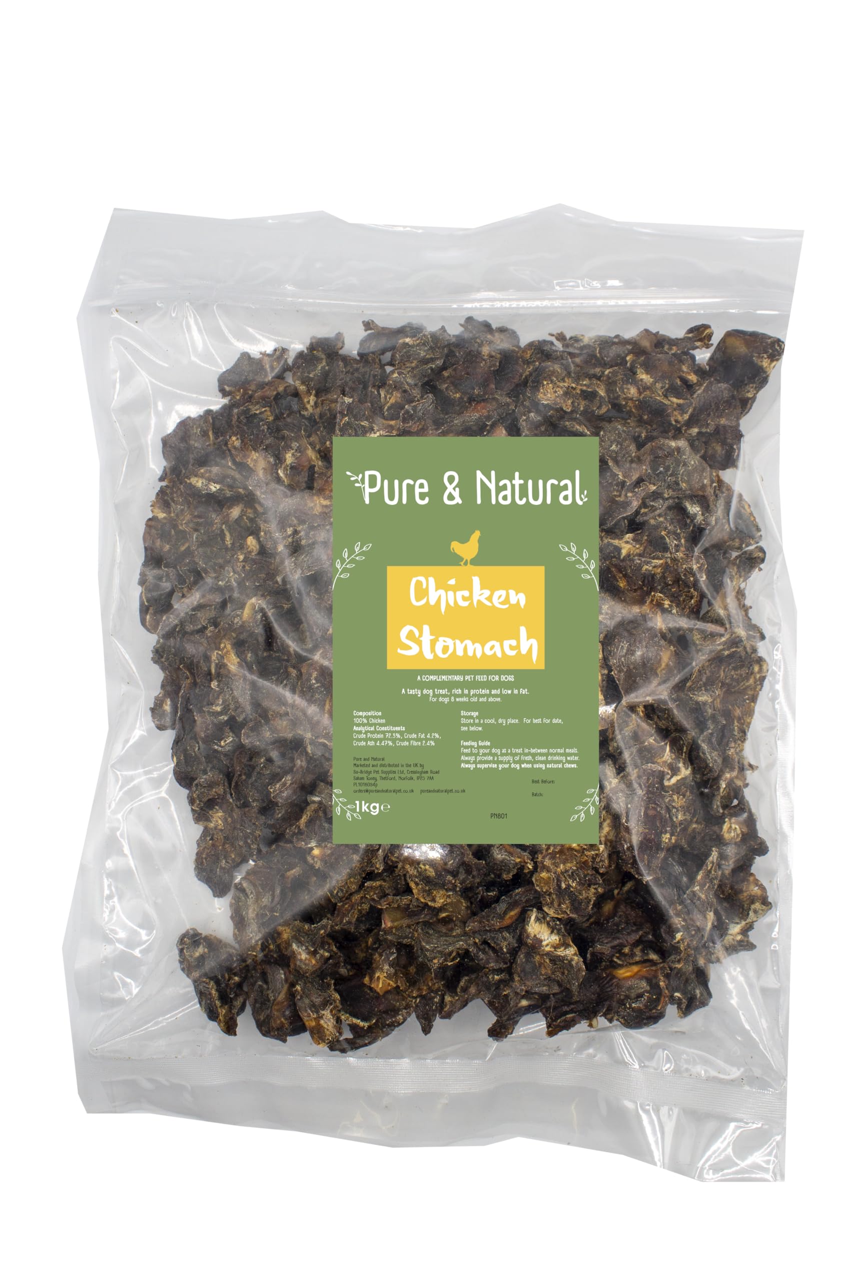 Pure & Natural Chicken Stomach Dog Treats 1kg - Natural Dog Treats, Long Lasting Dog Chew, Dried Chicken Treats for Dogs, Natural Dog Chews Bulk
