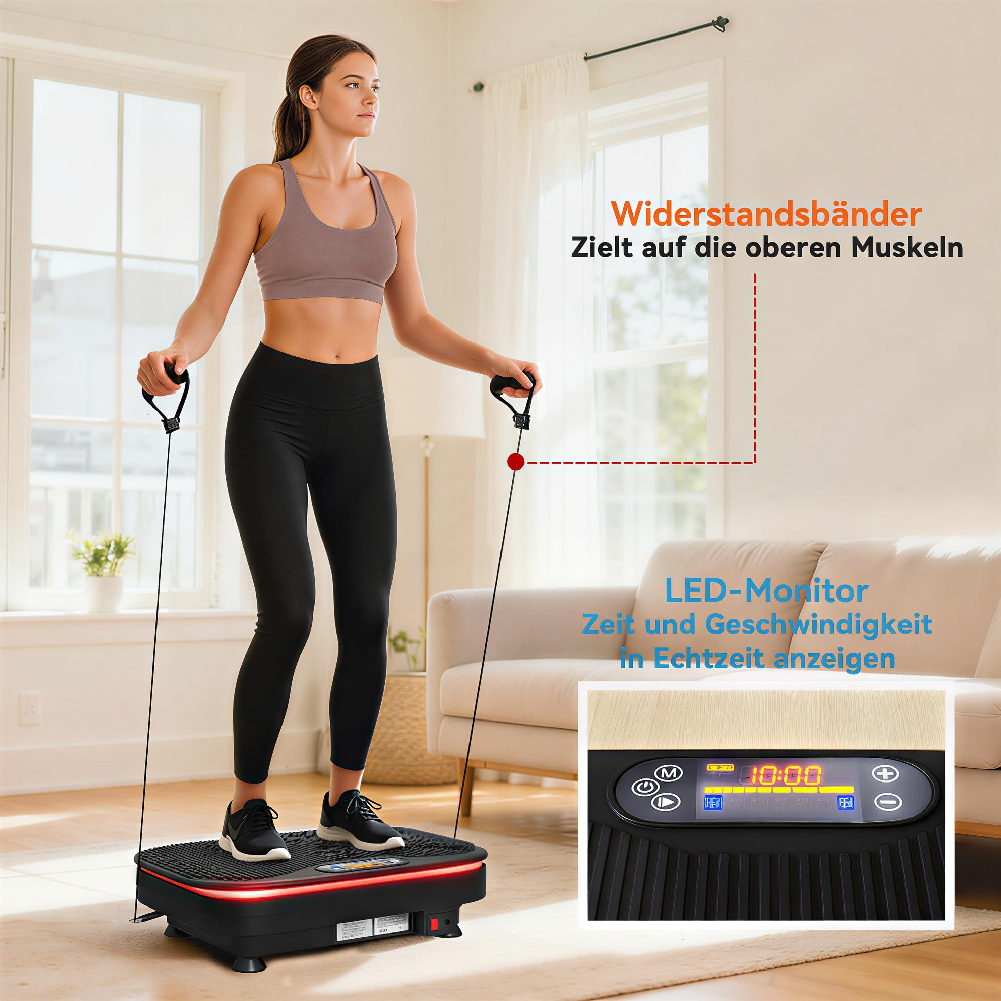 SPORTNOW Vibrationsplatte mit 99 Intensitätsstufen 3 Vorprogrammierte Modi