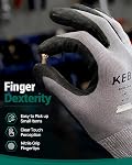 Kebada W2 Gants de travail de sécurité pour les hommes femmes, Gants enduits nitrile, compatibles avec l'écran tactile