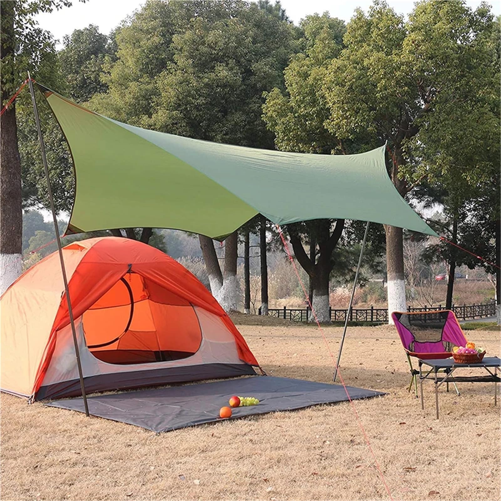 Abri de camping hexagonal grande bâche de pluie, pare-soleil portable, léger et imperméable
