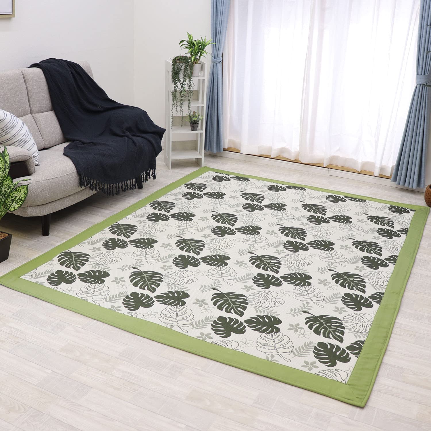 ３帖用　モンステラ柄カーペット(BR) Amazon | フリーリー カーペット ラグ 滑り止め付 190×240cm 約3畳